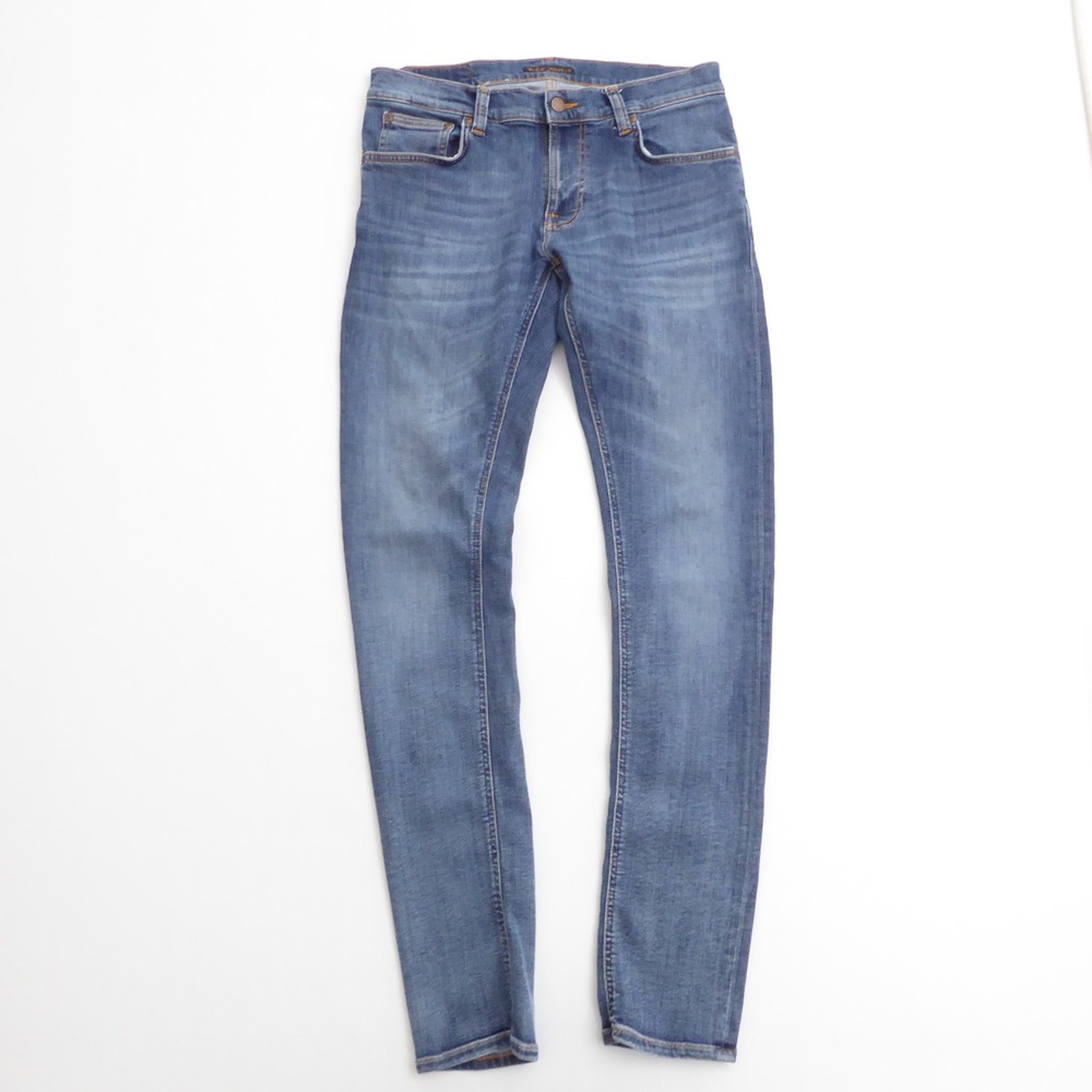 Nudie Jeans Mens Tight Terry Jeans Blue Steel Navy 31x34